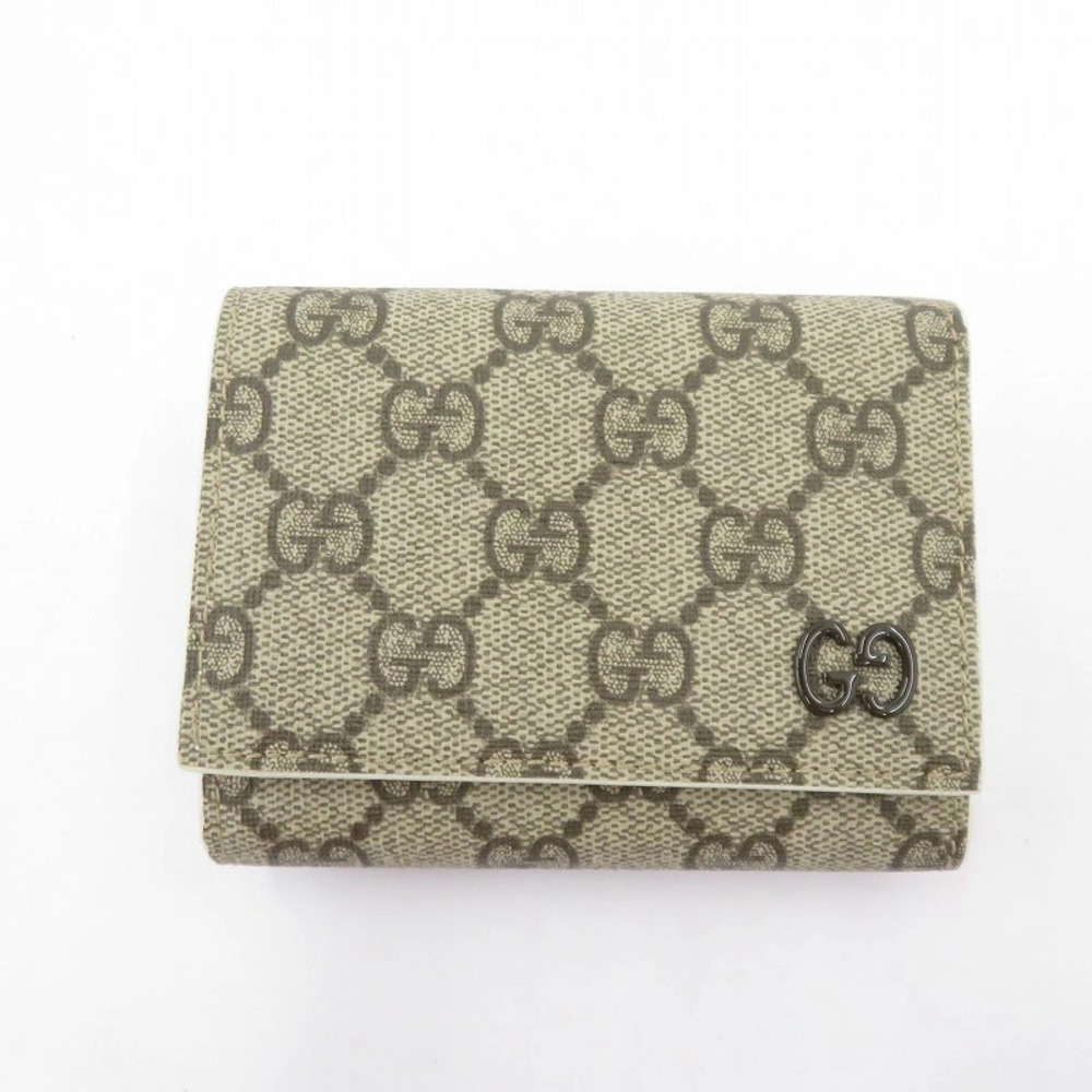 Gucci GG Supreme Compact Wallet Tri fold Beige Cream